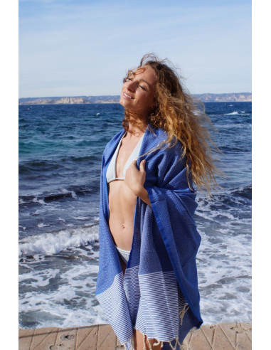 Nido d'ape a righe fouta blu navy