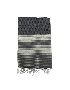Fouta noir lurex or