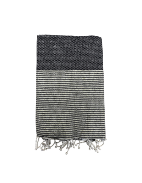 Fouta noir lurex or