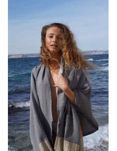 Fouta grise lurex or 2