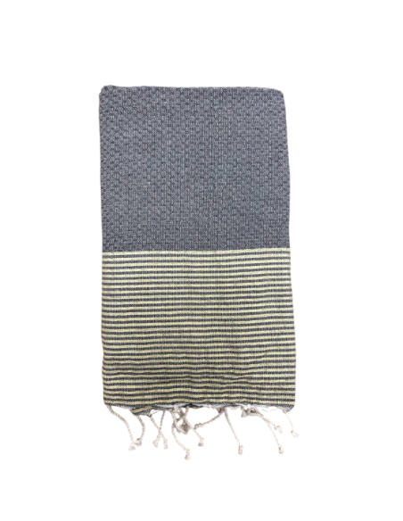 Fouta grise lurex or