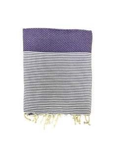 Fouta nid d'abeille rayée violet