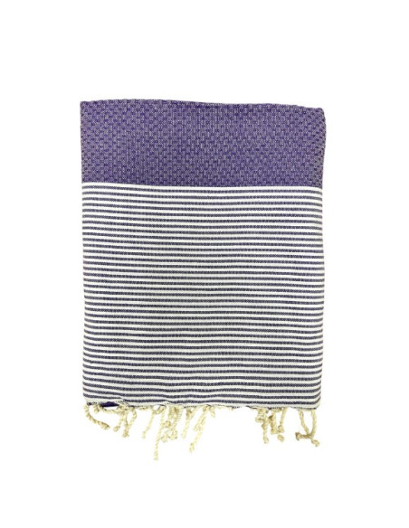Fouta nid d'abeille rayée violet