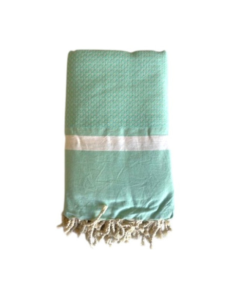 Double serviette fouta Bouquet vert d'eau