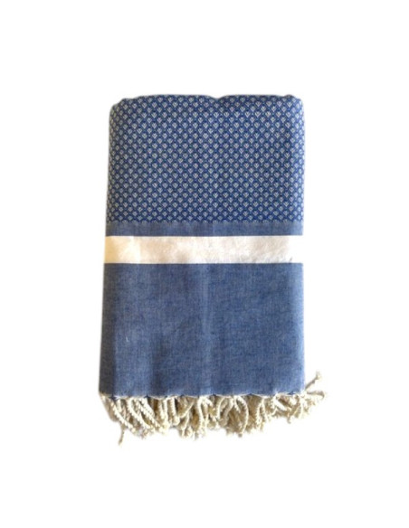 Double Fouta 2x2 M Bouquet Bleu Marine