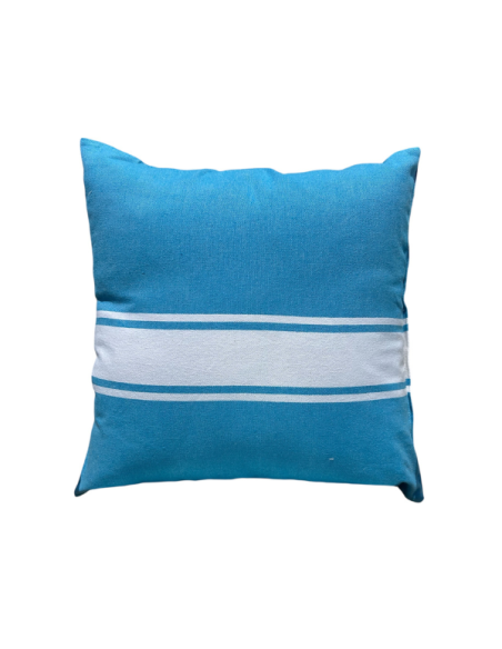 Coussin de plage toile de fouta 40x40cm turquoise